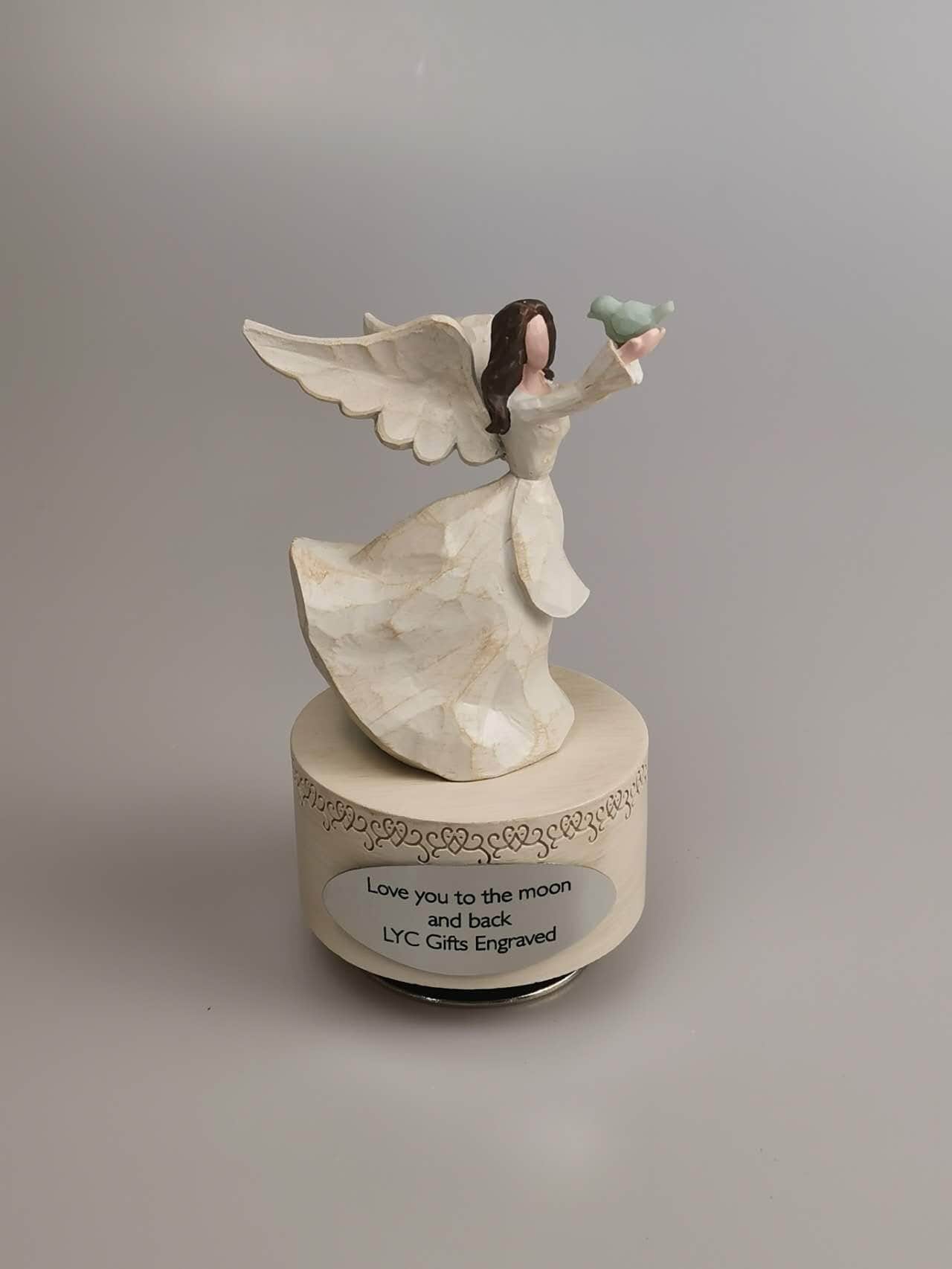 Personalized Handmade Music Box, Customized Angel Music Box, Engraved Hand-Painted Musical Figure, Guardian Angel Music Boxes,Christmas gift