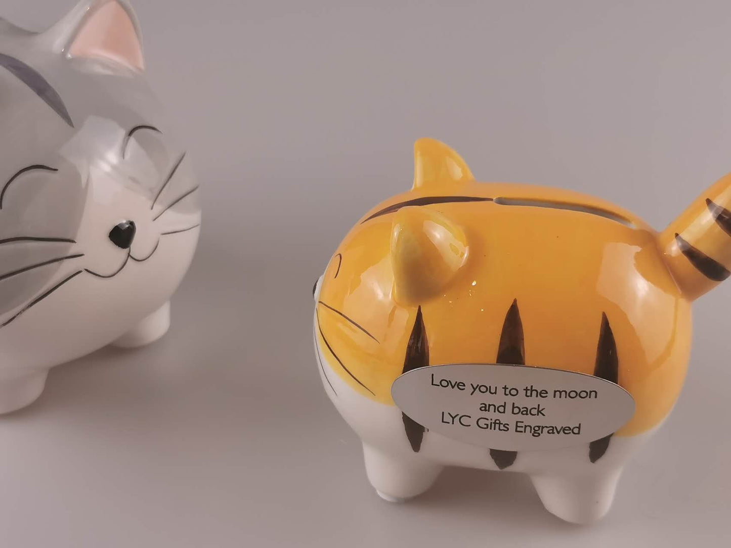 Custom yellow Kitty Piggy Bank, Engraved Kitty Money Bank, Personalized Animal Coin bank, Special Ceramic Piggy Bank, Christmas Birthday