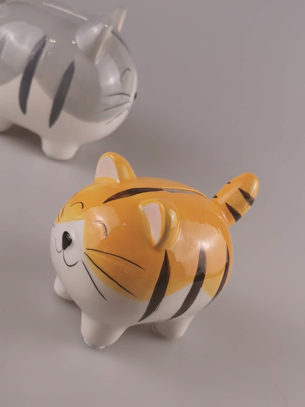 Custom yellow Kitty Piggy Bank, Engraved Kitty Money Bank, Personalized Animal Coin bank, Special Ceramic Piggy Bank, Christmas Birthday