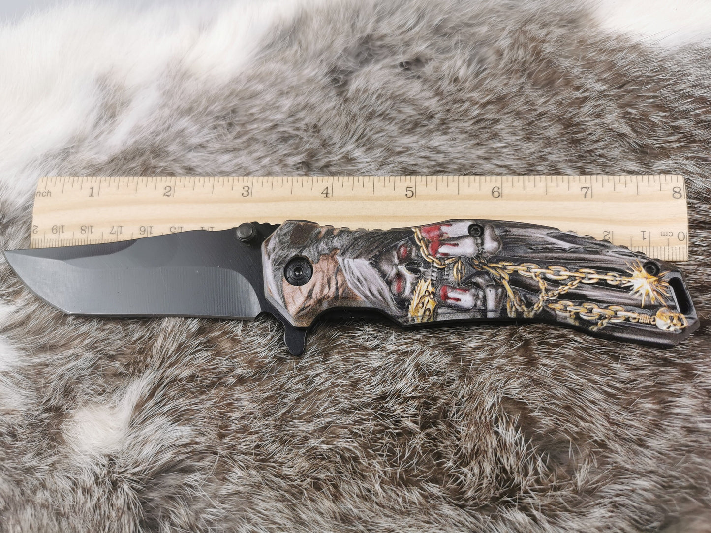 Engravable Pocket Knife, Stainless steel, Folding Knife with skull, Tactical Knife, Best gift for a man, Gift for Dad