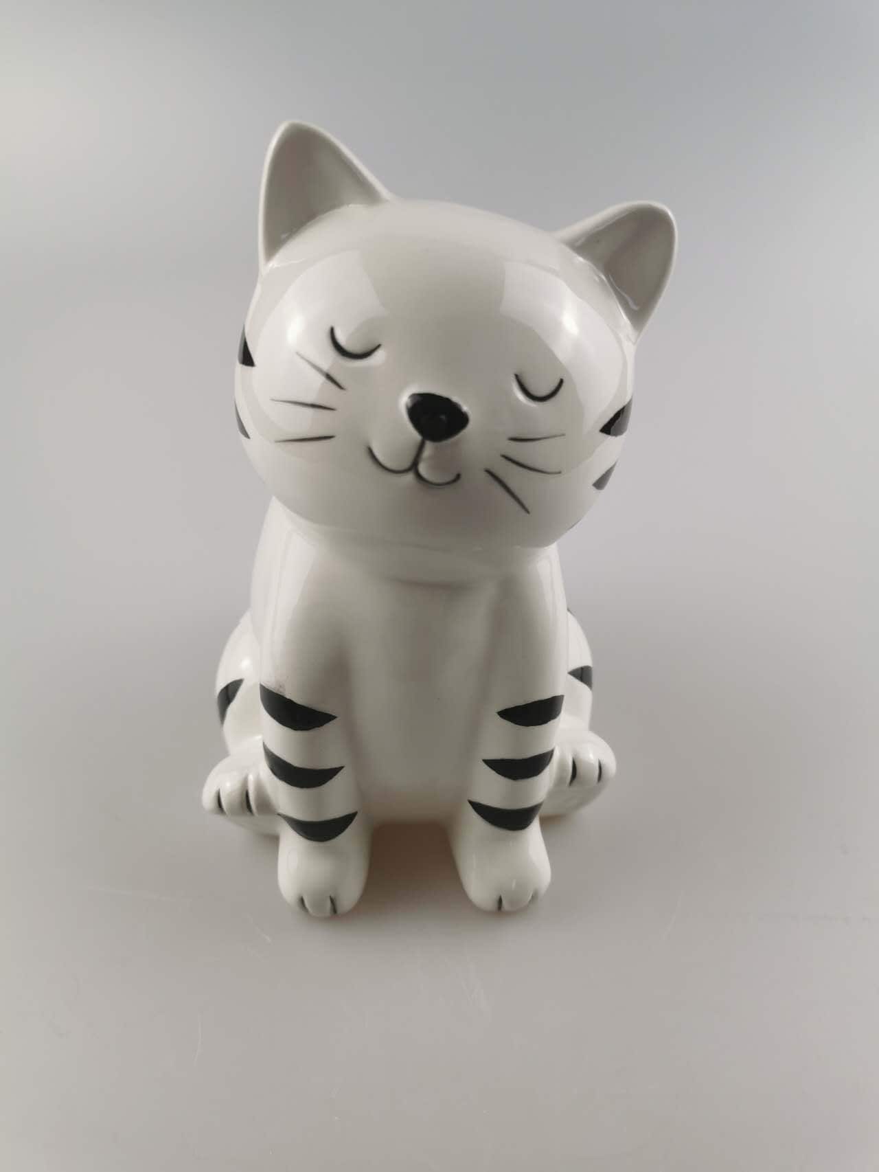 Custom Kitty Piggy Bank, Engraved Ceramic Cat Money bank, Personalized White Cat Coin Bank, Boy Kid Baby Girl piggy bank
